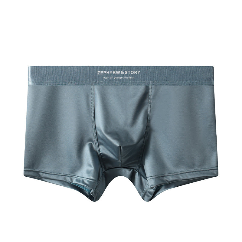 Men's Satin Light Luxury Ice Silk Underwear Summer Swan Blue - D&A
