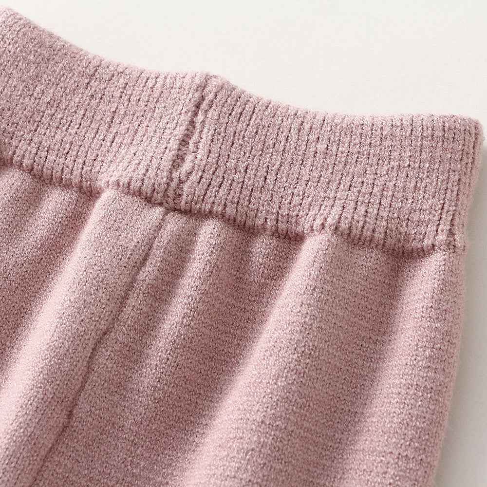 Children's Knitted Love Solid Color Sweater And Pants Set - D&A