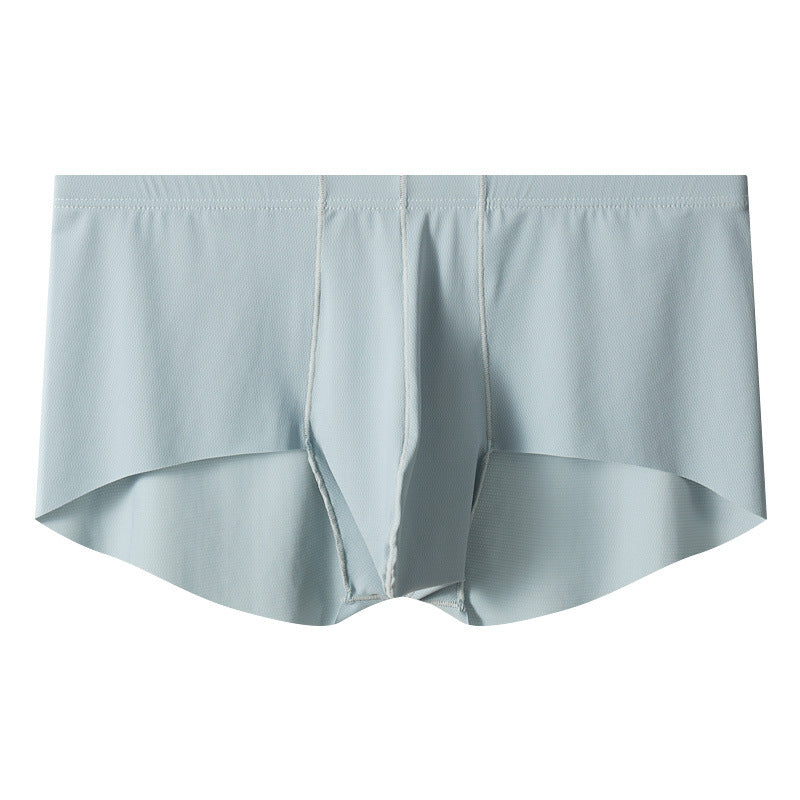 Men's Mid-rise Boxers Ice Silk Solid Color Underwear Sky Blue - D&A