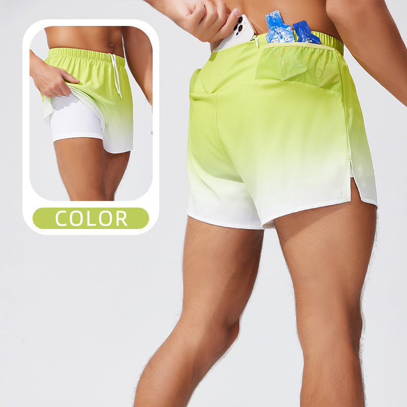 Men's And Women's Double-layer Swimming Loose Beach Pants Fluorescent Yellow Men - D&A