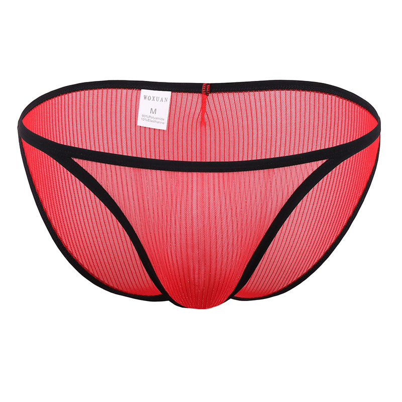 Men's Underwear High Fork Briefs Mesh Red - D&A