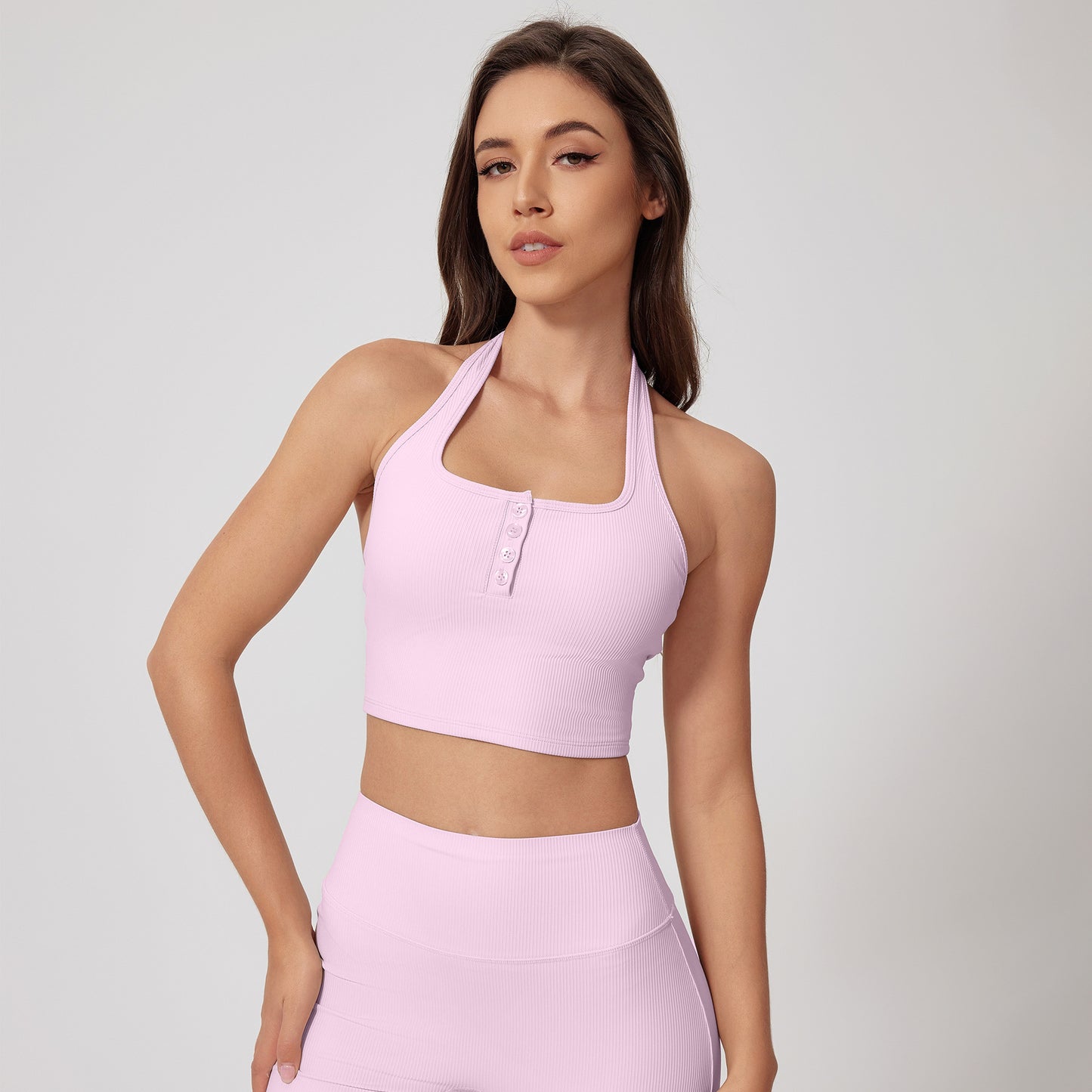 Halter Bra Quick-drying Thread Backless Bra Pink Peony - D&A