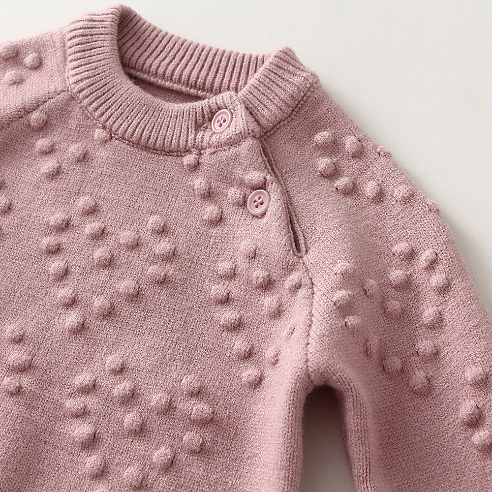 Children's Knitted Love Solid Color Sweater And Pants Set - D&A