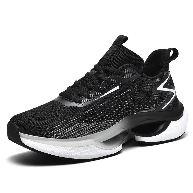 Men's Lightweight Comfortable Soft Bottom Casual Sneaker Black And White - D&A