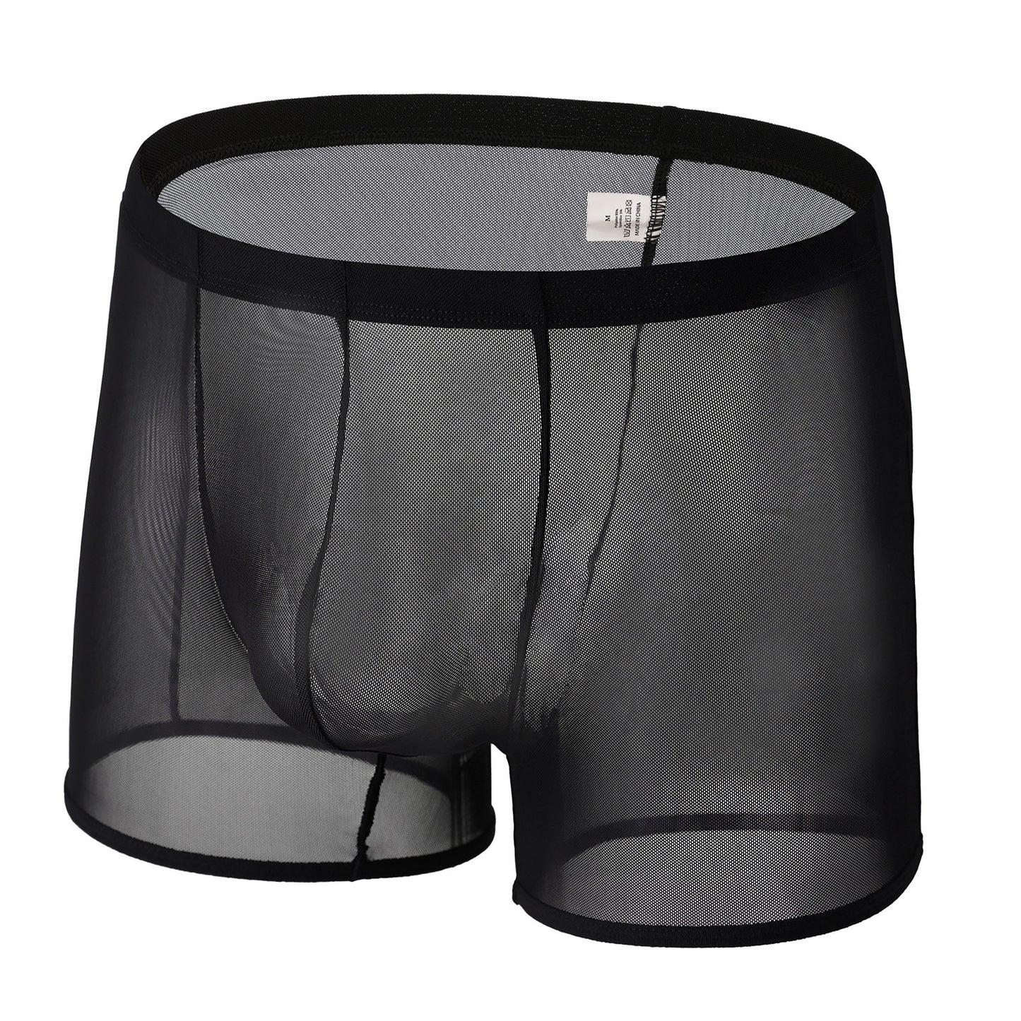 Men's Bag Breathable Mesh Boxers Pure Black - D&A