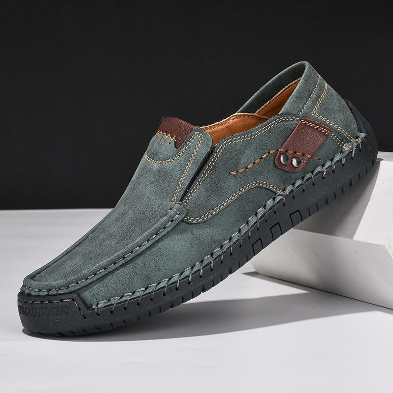 Men's Business Casual Shoes With Foot Covers Dark Green - D&A