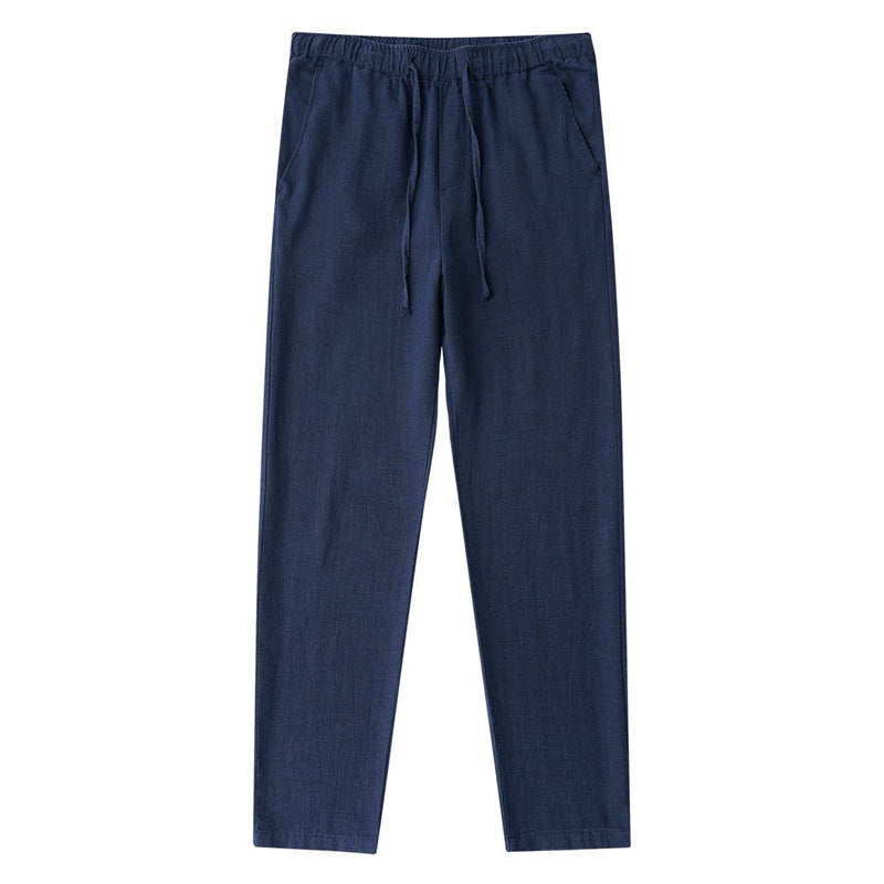 Casual Pants Straight Loose Men's Pants Cropped Pants Navy Blue - D&A