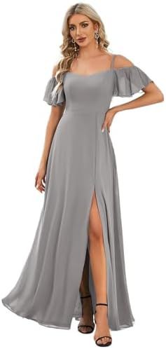 Women's Elegant And Fashionable Dress With Suspenders Gray - D&A