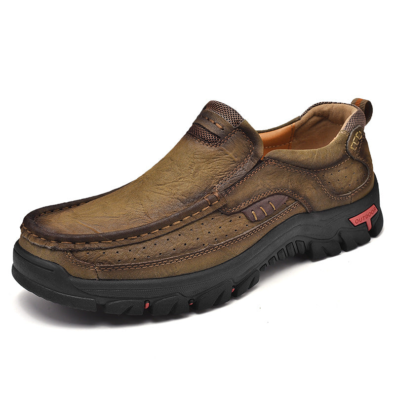 Men's Leather Large Size Casual Shoes 3237Khaki - D&A