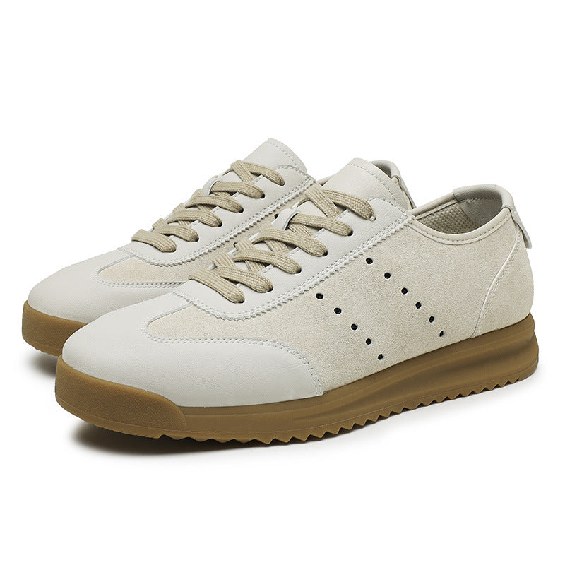 Platform Leather Men's Casual Shoes Greige - D&A