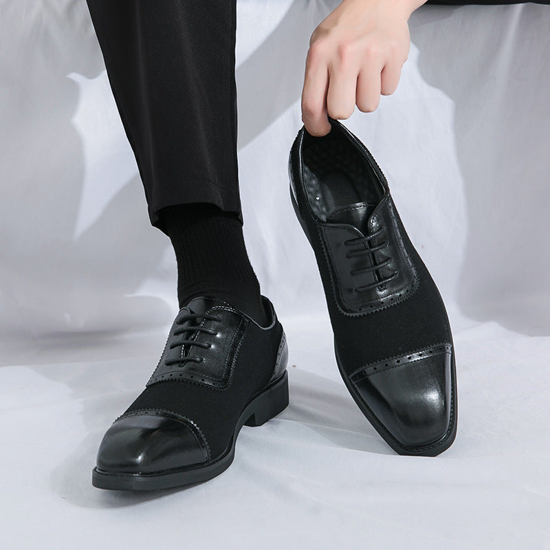 Men's Thick-soled Raised Round Toe Lace-up Business Leather Shoes - D&A