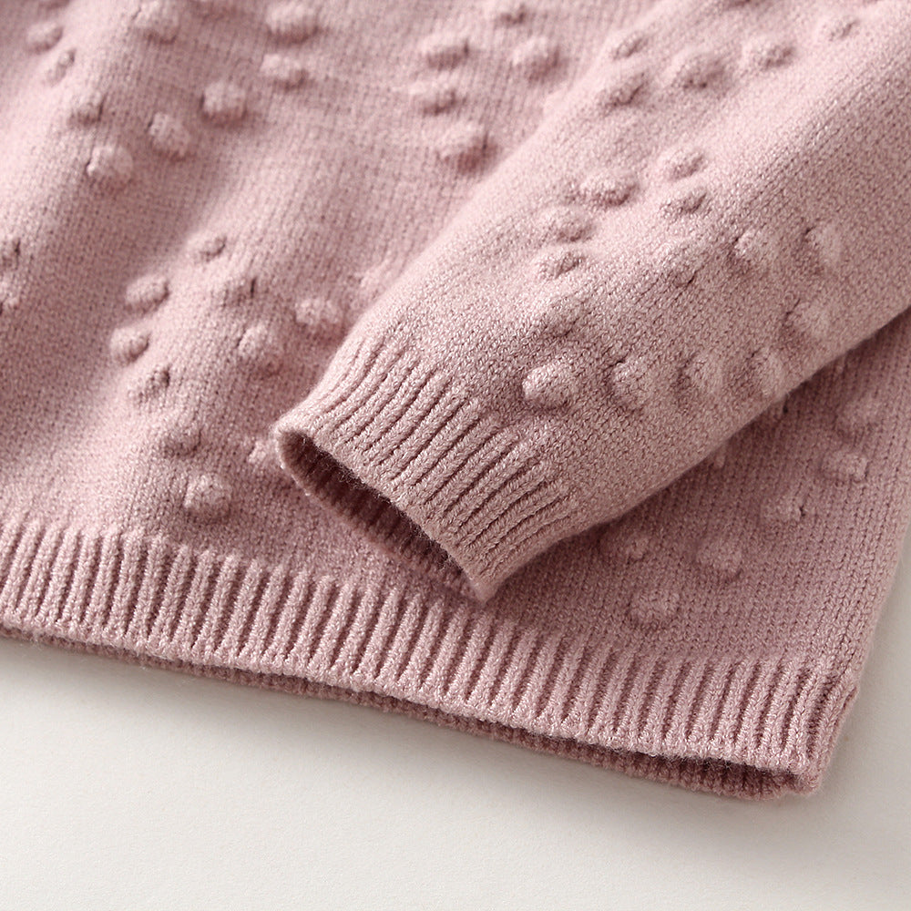 Children's Knitted Love Solid Color Sweater And Pants Set - D&A