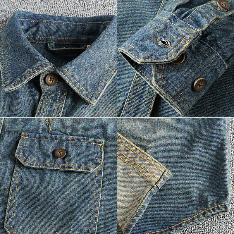 Washed Vintage Denim Shirt For Men - D&A