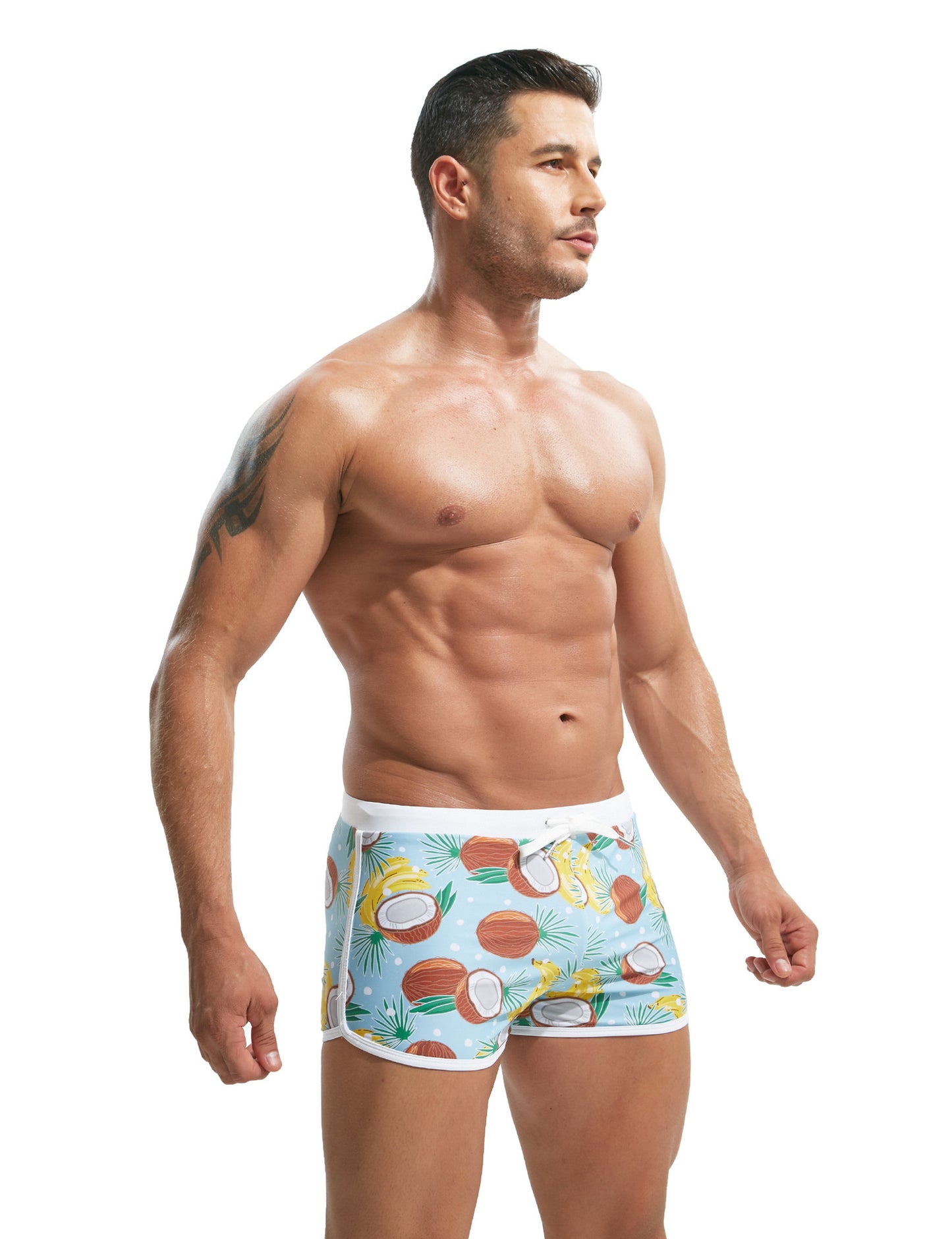 Summer Men's Nylon Printing Swim Briefs Coconut - D&A