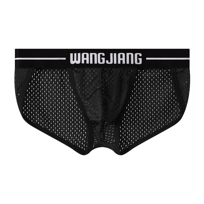 Mesh Breathable Ice Silk Men's Triangle Underwear Black - D&A