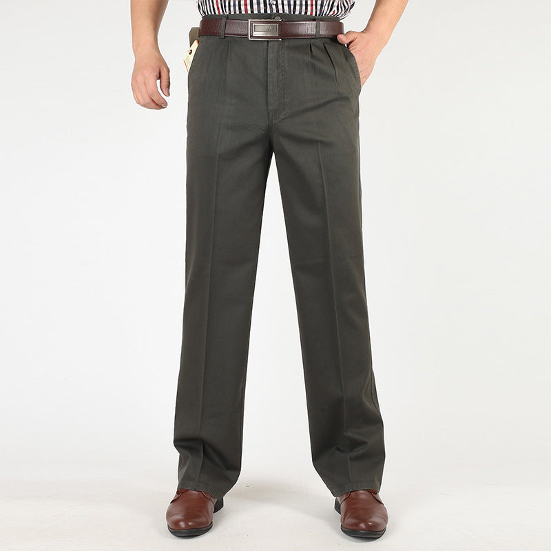 Thick Men's Pure Cotton Casual Pants 17 Dark Green Thickened - D&A