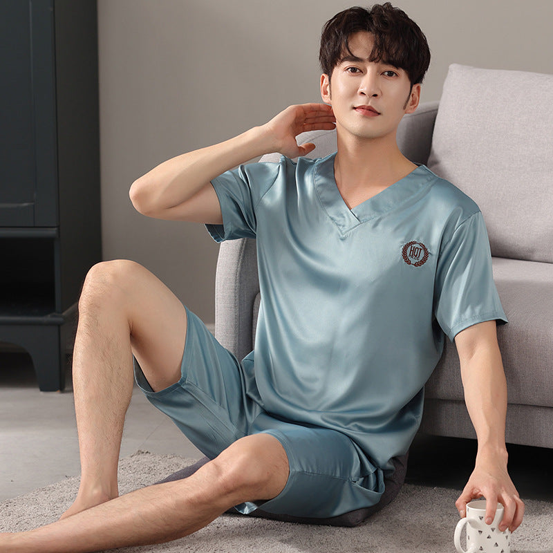 Pajamas Short-sleeved Shirt And Shorts Loose Ice Silk Suit Homewear NX102 - D&A