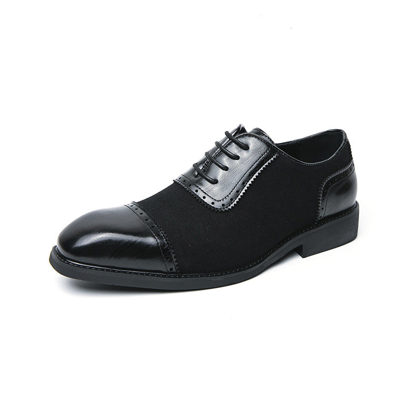 Men's Thick-soled Raised Round Toe Lace-up Business Leather Shoes - D&A