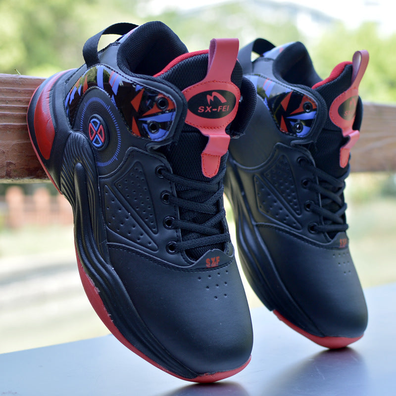 Men's Shoes Autumn And Winter Basketball Shoes Sports Running Shoes Students' Sneakers 2125 Black And Red - D&A