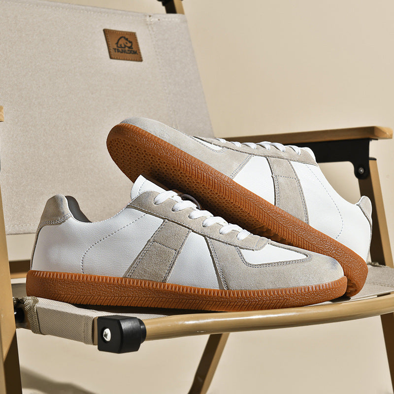 Top Layer Pigskin Leather Sneaker Japanese Canvas Retro Sports Couple Casual Shoes - D&A