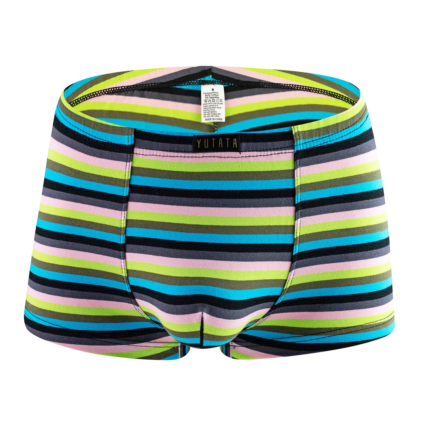 Men's Underwear Rainbow Bag Striped Boxers Black - D&A
