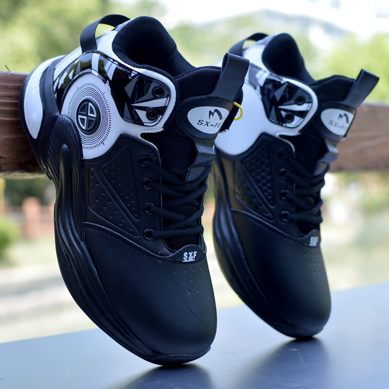 Men's Shoes Autumn And Winter Basketball Shoes Sports Running Shoes Students' Sneakers 2125 Black And White - D&A