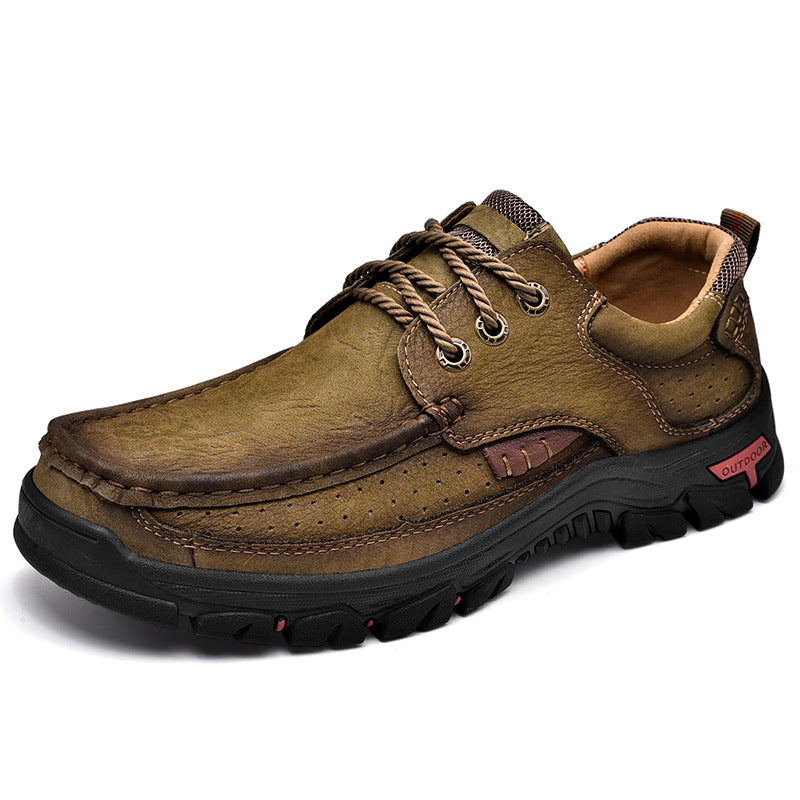 Men's Leather Large Size Casual Shoes 3238Khaki - D&A
