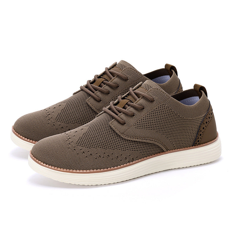 Outdoor Fly Woven Mesh Hiking Versatile Men's Casual Shoes Brown - D&A