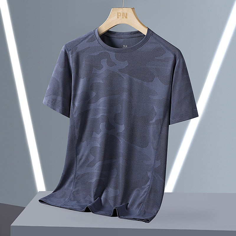 Breathable Quick-drying Top Summer Plus Size Round Neck Short Sleeve Dark Gray - D&A