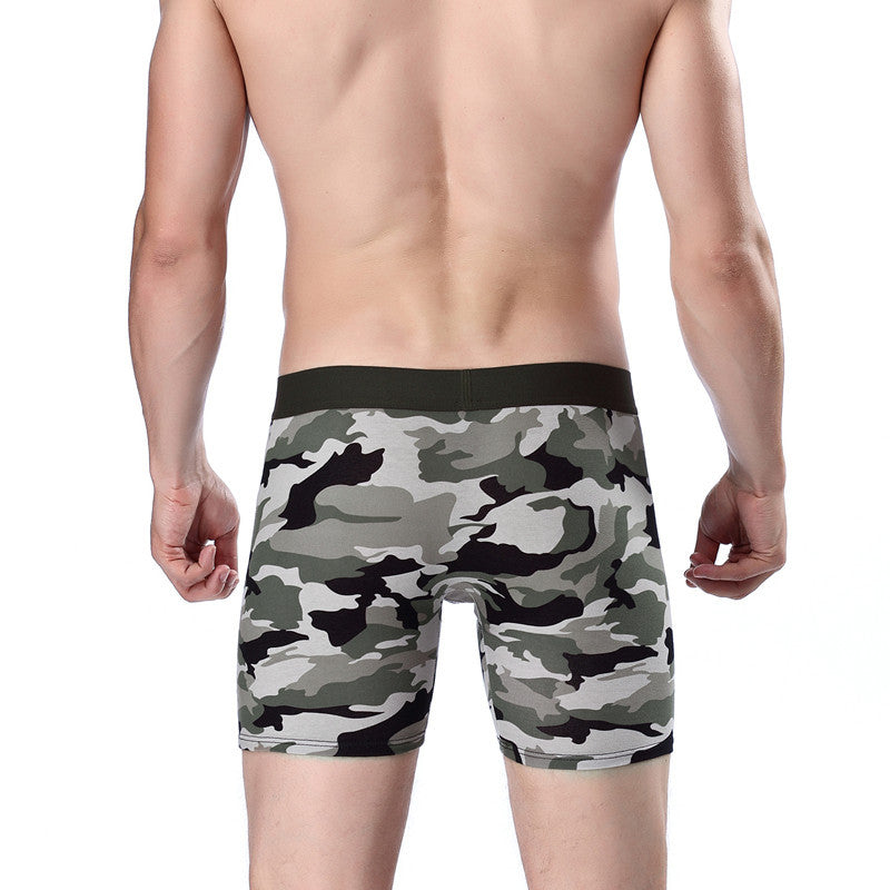 Men's Sports Lengthened Camouflage Printed Cotton Boxer Briefs - D&A