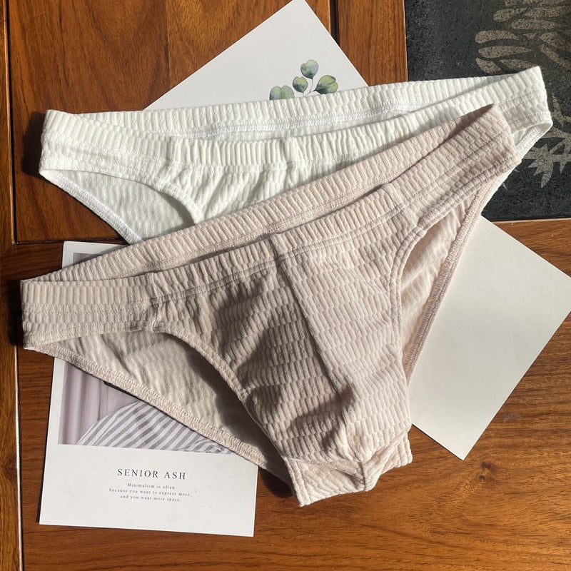 Men's Triangle Underwear Pure Cotton Pants Solid Color Shorts Skin Color White - D&A