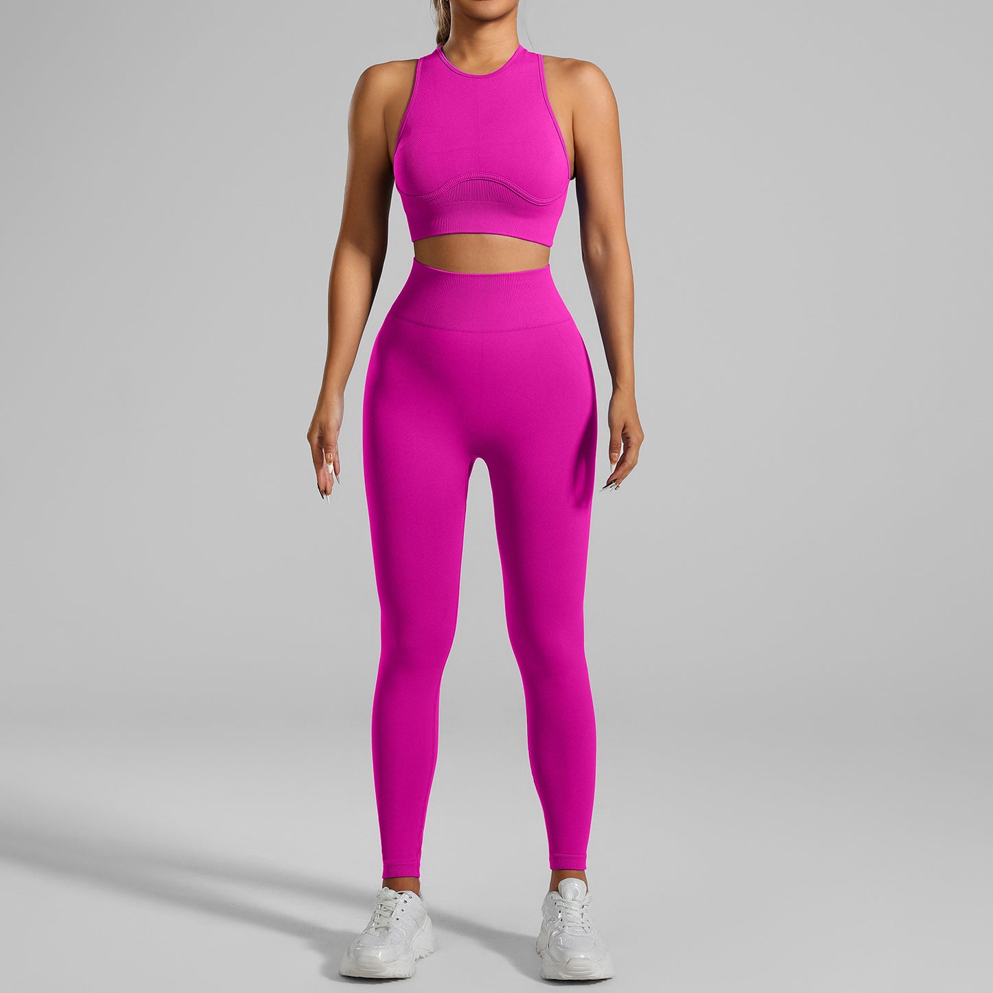 High-strength Running Tight Seamless Yoga Clothes Suit Rose Red - D&A