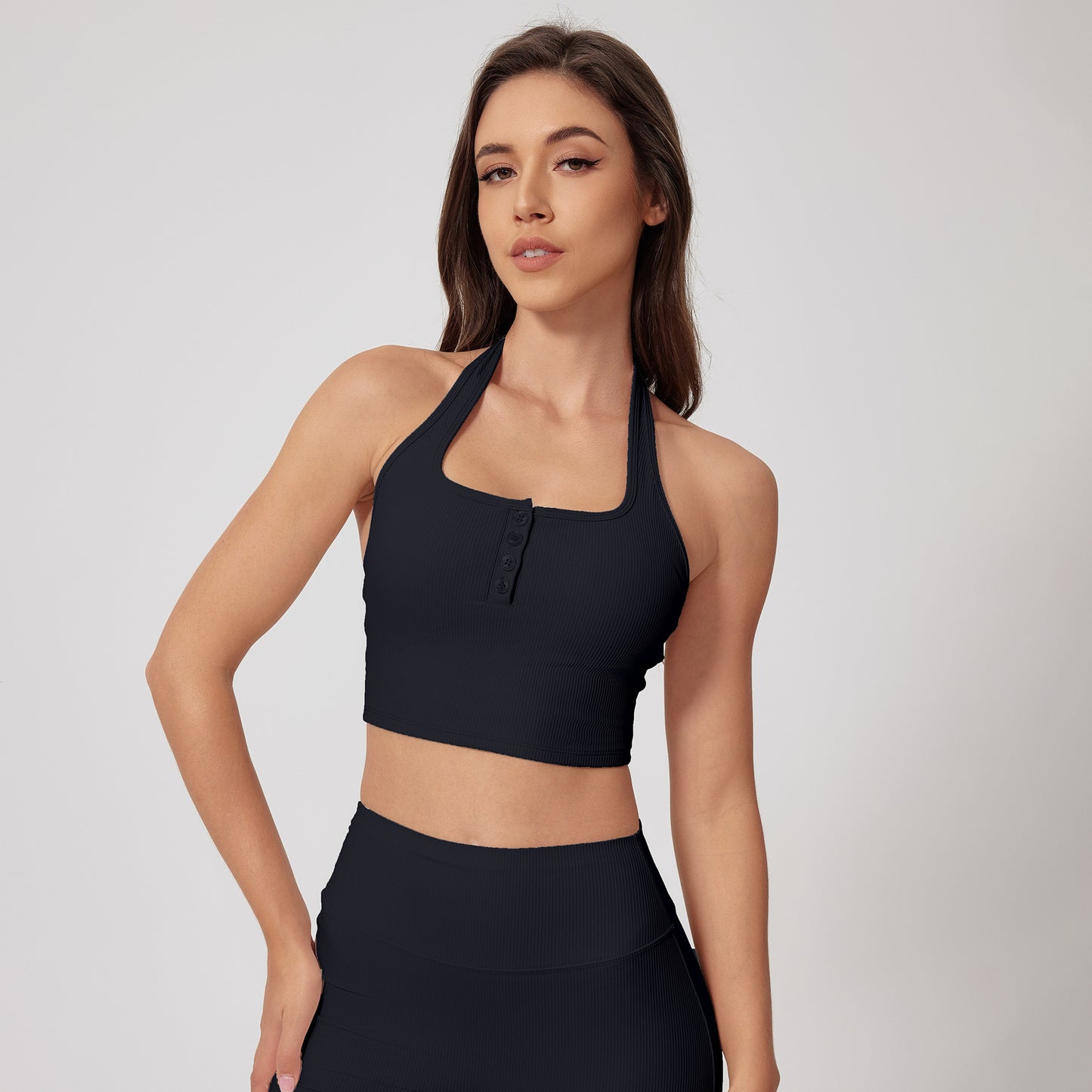 Halter Bra Quick-drying Thread Backless Bra Black - D&A