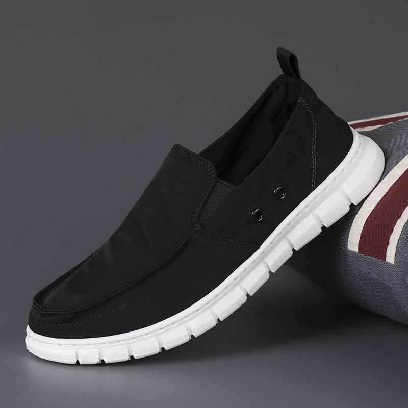 Men's Shoes Sports Casual Borad Shoes Breathable All-match Canvas Shoes 2002 Black - D&A