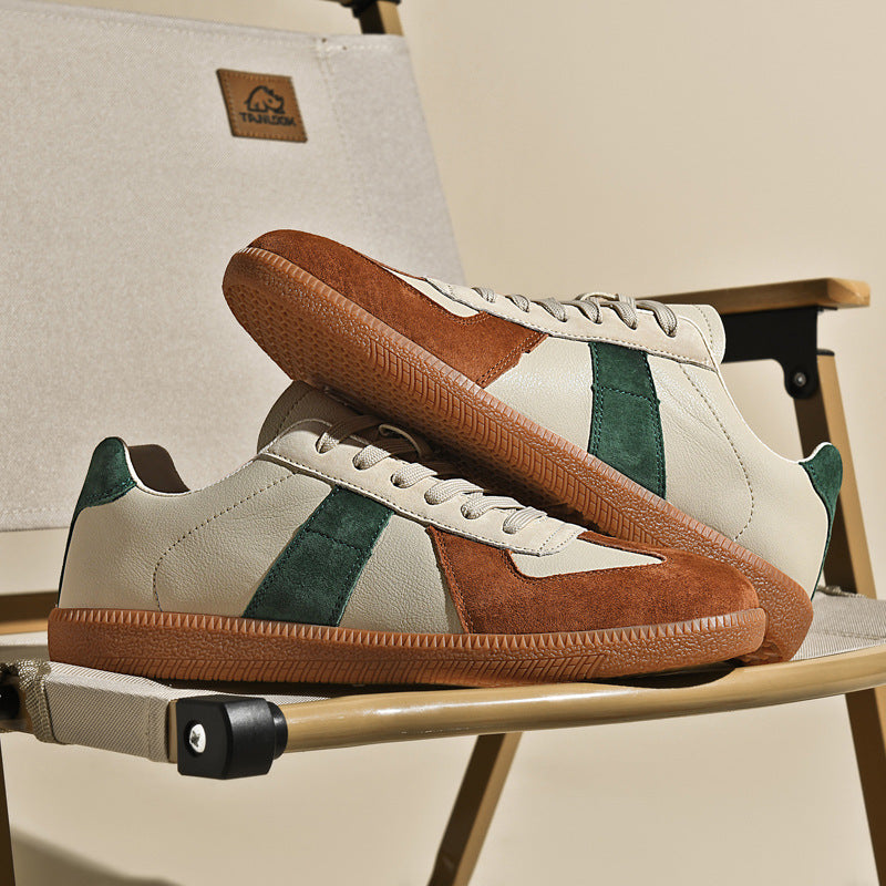 Top Layer Pigskin Leather Sneaker Japanese Canvas Retro Sports Couple Casual Shoes - D&A