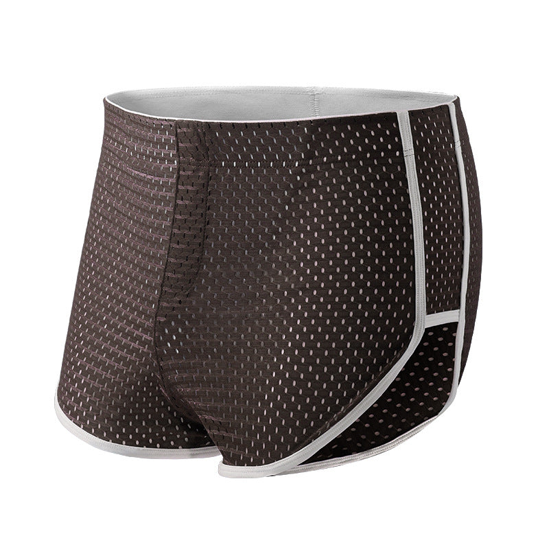Men's Boxers Ice Silk Underwear Teenagers Dark Coffee Color - D&A