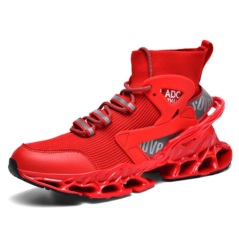 Men's High-top Shock-absorbing Running Mesh Sneaker Red - D&A