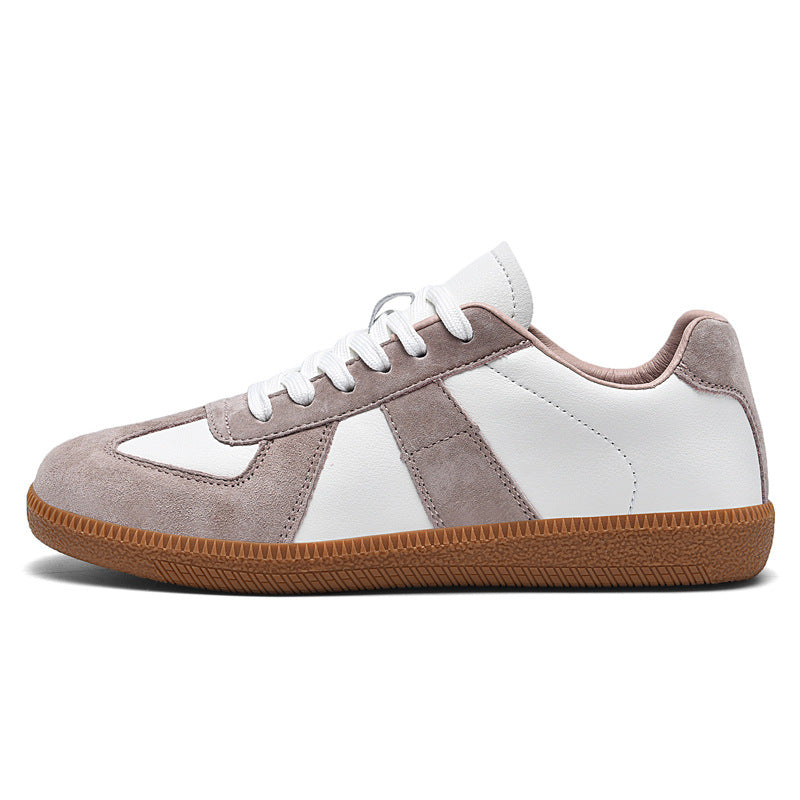 Top Layer Pigskin Leather Sneaker Japanese Canvas Retro Sports Couple Casual Shoes White Powder - D&A