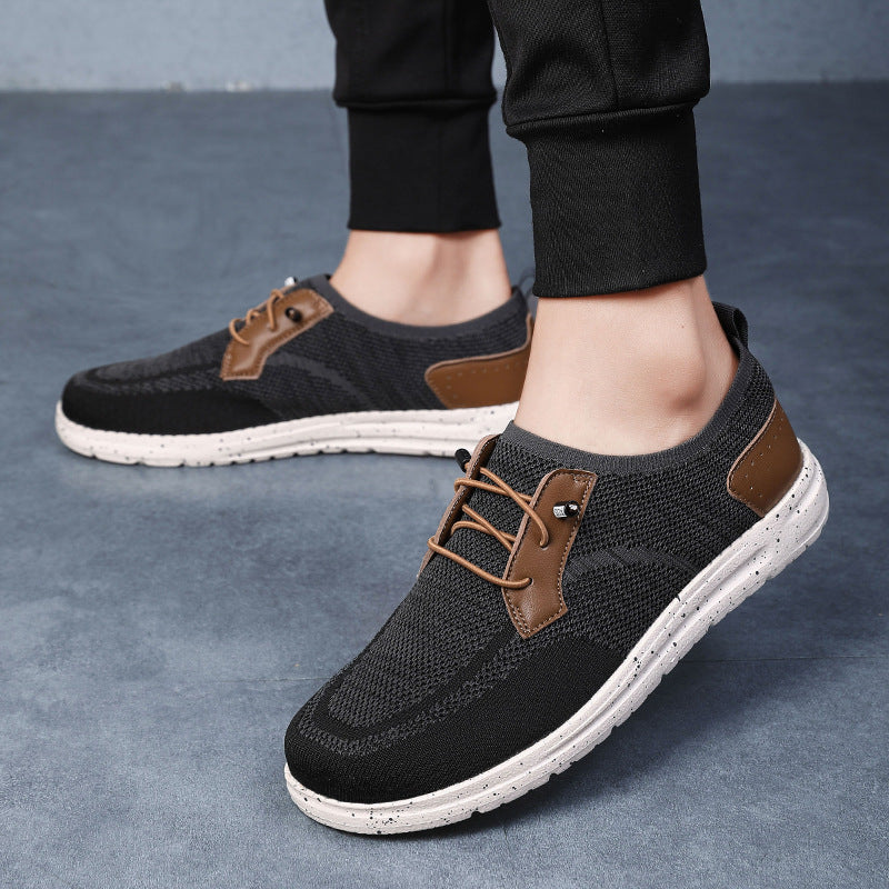 Men's Laceless Canvas Shoes Lightweight Breathable Plus Size Social Casual Men's Shoes - D&A