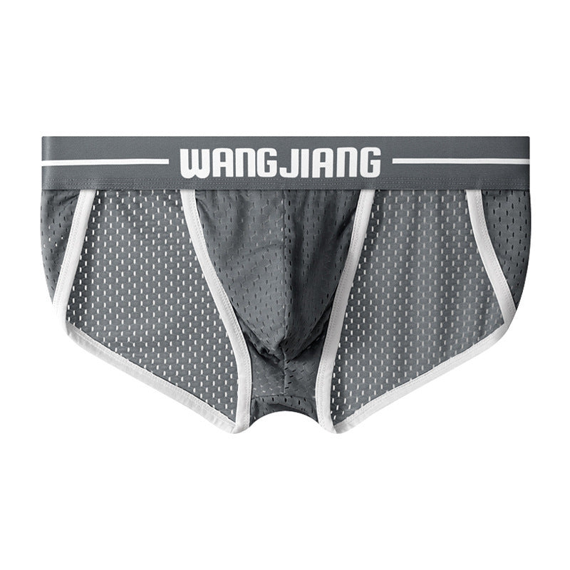 Mesh Breathable Ice Silk Men's Triangle Underwear Dark Gray - D&A