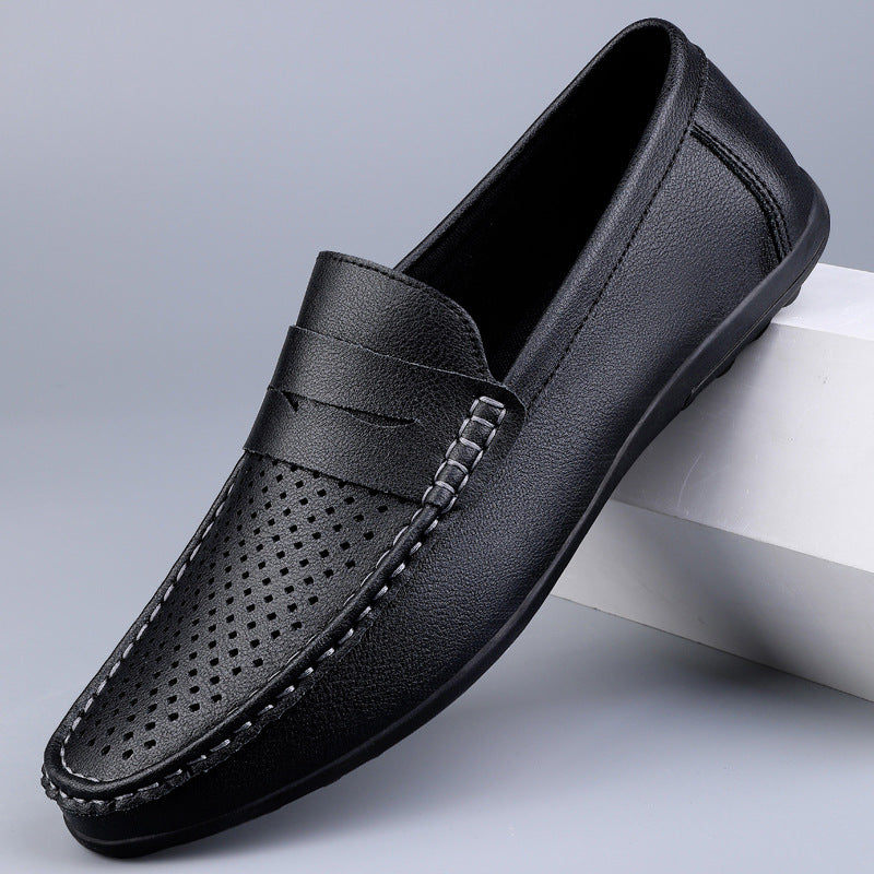 Men's Leather Shoes Microfiber Hollow-out Loafers 1805CKhei - D&A