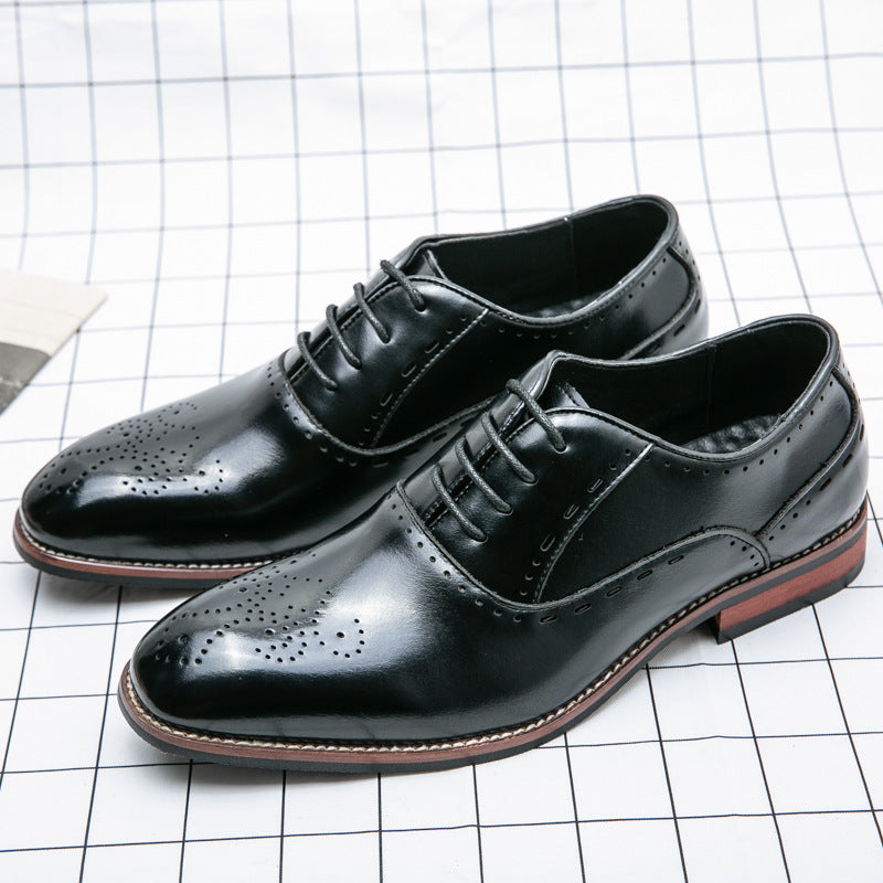 Fashion Men's Business Formal Wear Leather Shoes A9515 Black - D&A