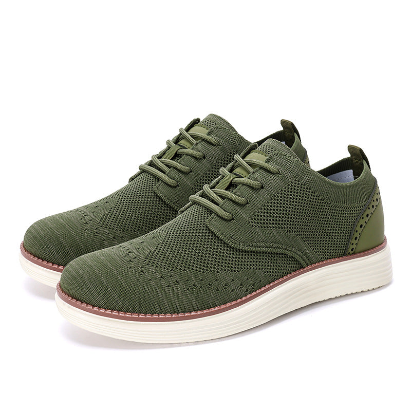 Outdoor Fly Woven Mesh Hiking Versatile Men's Casual Shoes Green - D&A