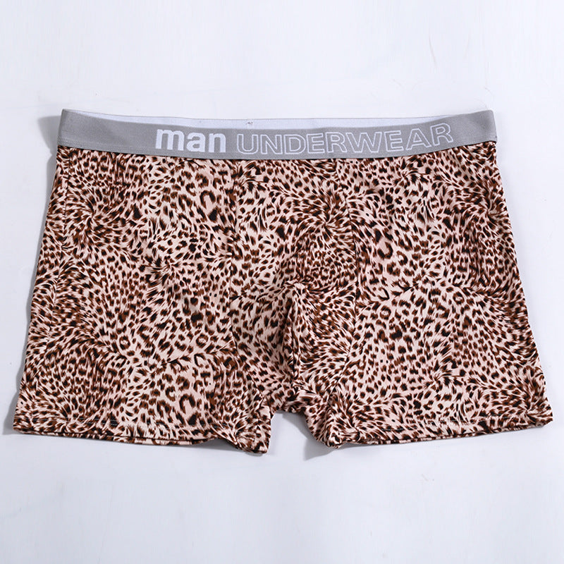 Men's Large Size Loose Leopard Print Comfortable Loose Underwear Leopard Print Yellow - D&A
