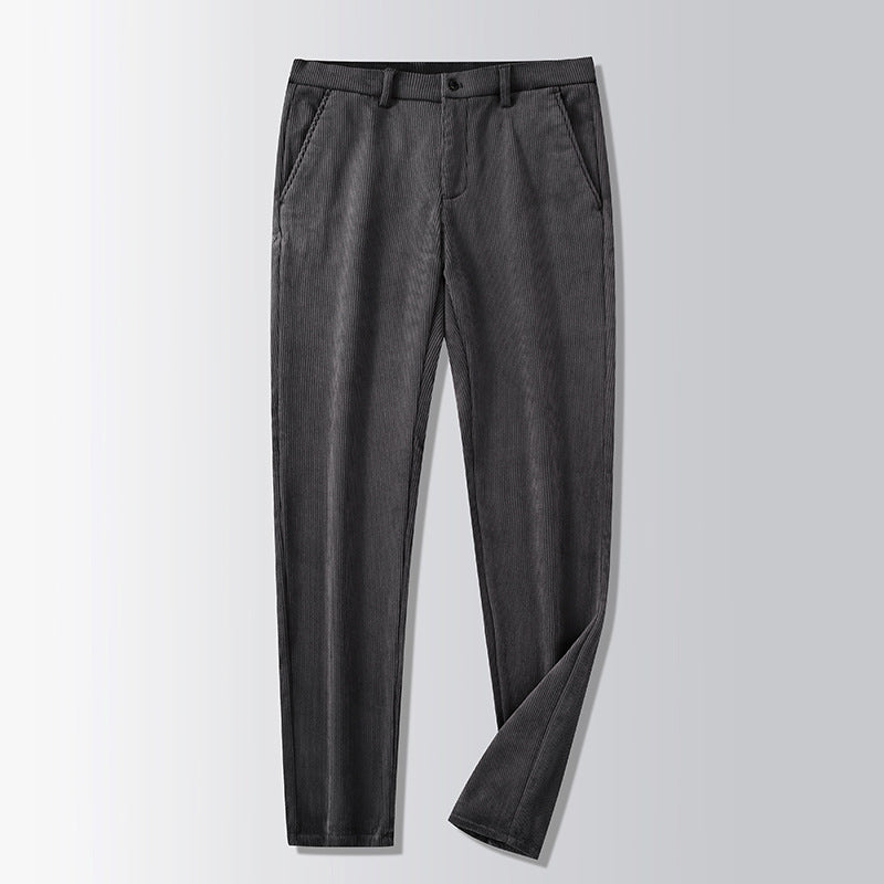 British Retro Middle-aged And Elderly Striped Pants Dark Gray - D&A