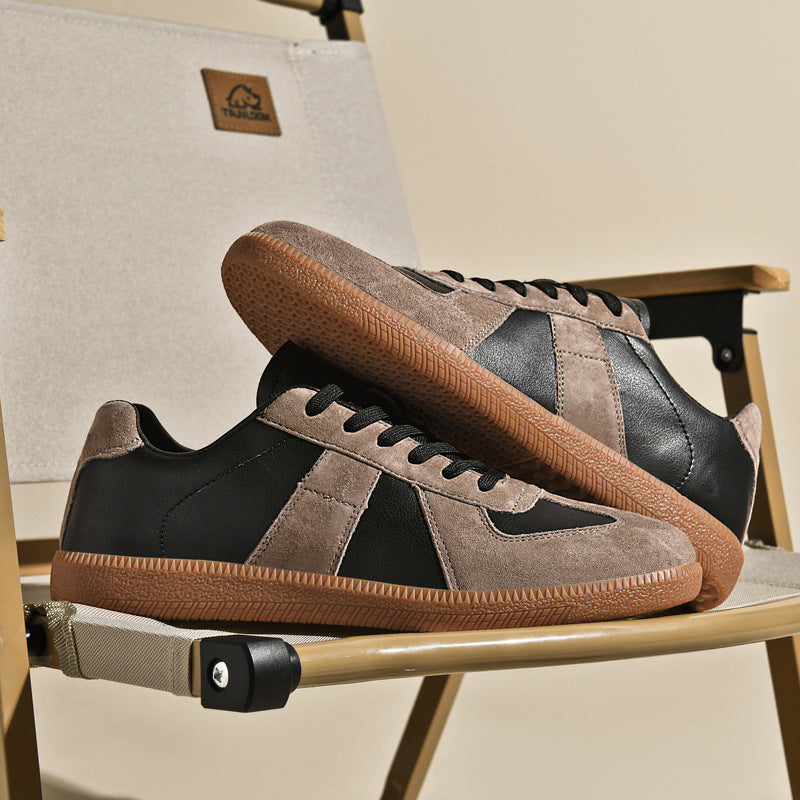 Top Layer Pigskin Leather Sneaker Japanese Canvas Retro Sports Couple Casual Shoes - D&A