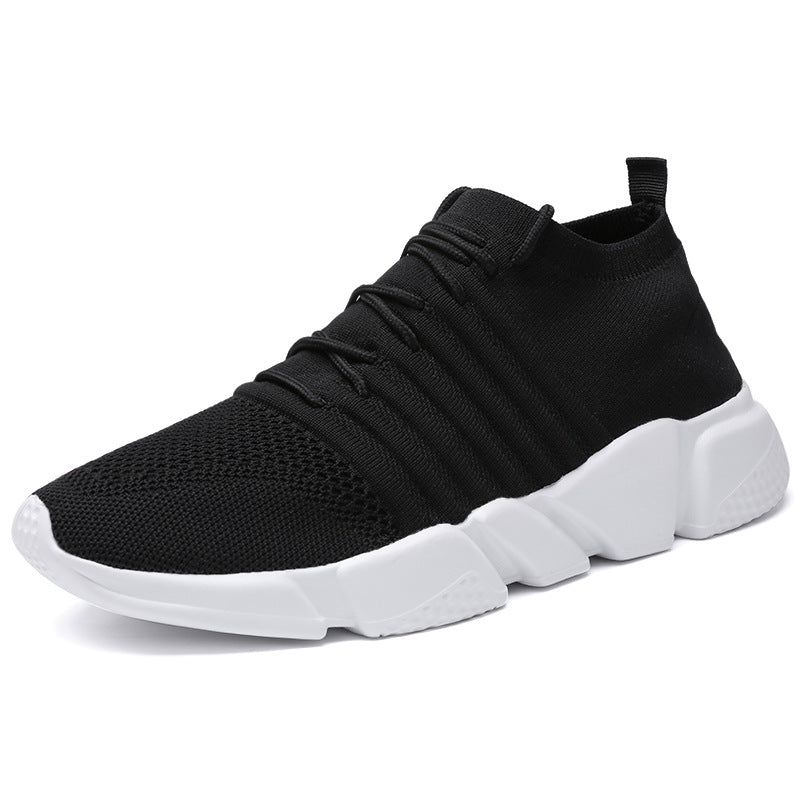 New Lightweight Mesh Surface Running Breathable Casual Shoes Black And White - D&A