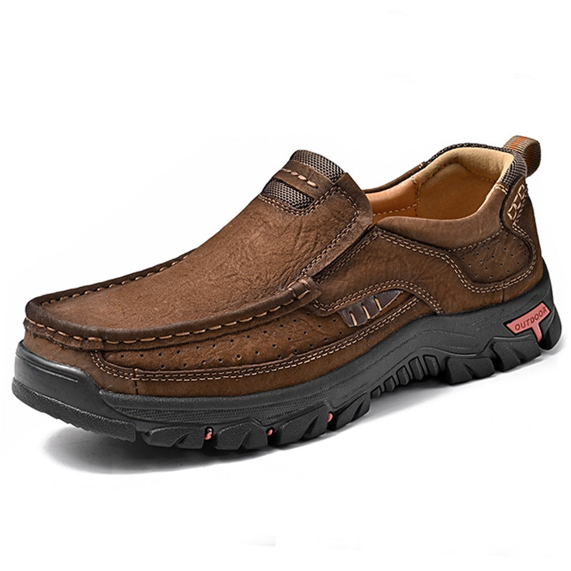 Men's Leather Large Size Casual Shoes 3237Dark Brown - D&A