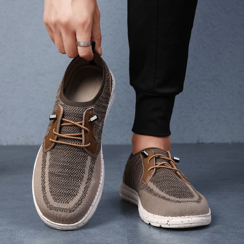 Men's Laceless Canvas Shoes Lightweight Breathable Plus Size Social Casual Men's Shoes - D&A