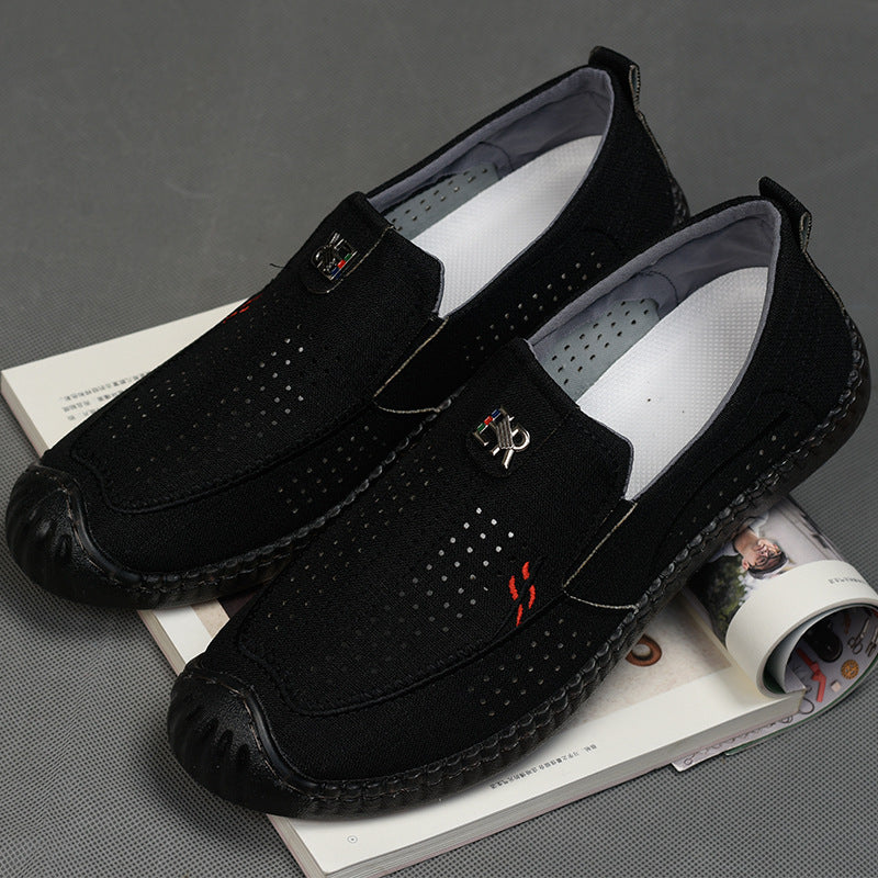 Old Beijing Cloth Shoes Summer Hollow Breathable Casual Black - D&A